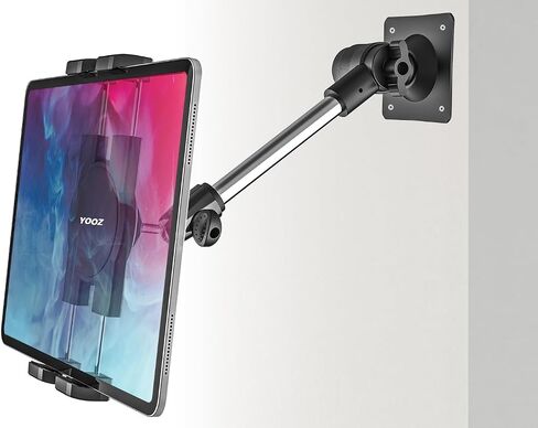 Metal Long Arm Tablet Wall Mount Holder [Aluminum Arm 37"] Adjustable Wall Tablet Stand with Foldable Arm for iPad Pro Air Mini, Galaxy Tab, Surface, Switch, Fire, iPhone, 4-12.9" in Saudi Arabia