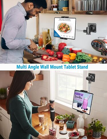 Metal Long Arm Tablet Wall Mount Holder [Aluminum Arm 37"] Adjustable Wall Tablet Stand with Foldable Arm for iPad Pro Air Mini, Galaxy Tab, Surface, Switch, Fire, iPhone, 4-12.9" in Saudi Arabia