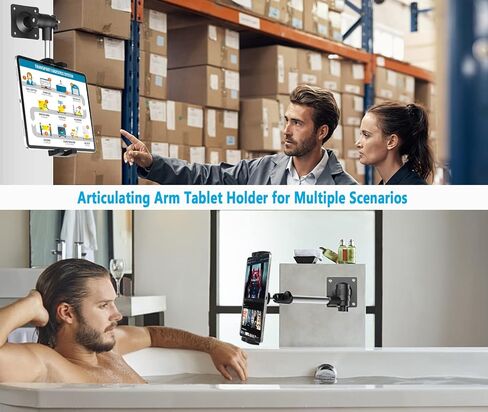 Metal Long Arm Tablet Wall Mount Holder [Aluminum Arm 37"] Adjustable Wall Tablet Stand with Foldable Arm for iPad Pro Air Mini, Galaxy Tab, Surface, Switch, Fire, iPhone, 4-12.9" in Saudi Arabia