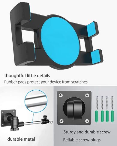 Metal Long Arm Tablet Wall Mount Holder [Aluminum Arm 37"] Adjustable Wall Tablet Stand with Foldable Arm for iPad Pro Air Mini, Galaxy Tab, Surface, Switch, Fire, iPhone, 4-12.9" in Saudi Arabia