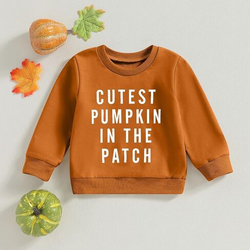 Toddler Baby Halloween Sweatshirt Boy Girl kids Outfit Pumpkin Crewneck Pullover Long Sleeve Shirt in Saudi Arabia