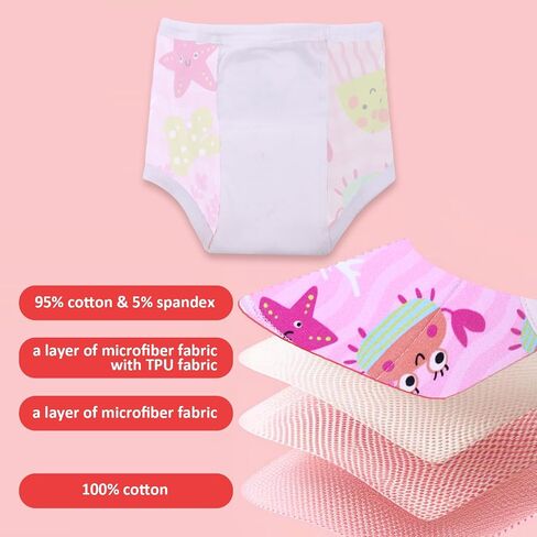 ALVABABY Baby Potty Training Pants 8 Pack Cotton Absorbent Reusable Toilet Training Underwear for Toddler Girls Boys 2T-4T 8XC01A-4TJ in Saudi Arabia