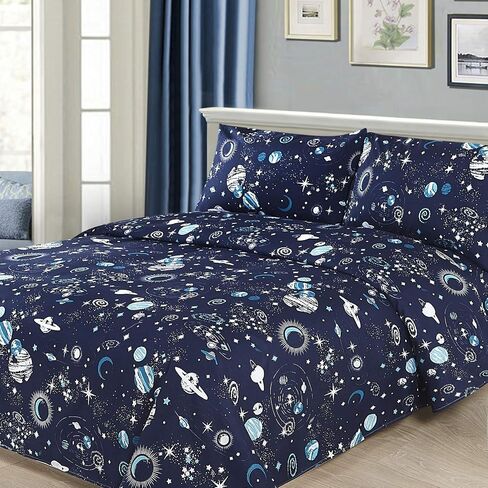 Sapphire Home 4 Piece Butterfly Full Bed Sheets for Kids - Fitted Sheet, Kids' Sheet & Pillowcase Sets - Girl Butterfly Room Decor - Toddler Bed Sheet - Full Size in Saudi Arabia
