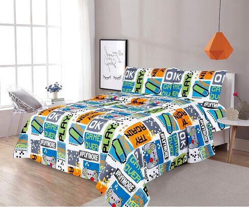 Sapphire Home 4 Piece Butterfly Full Bed Sheets for Kids - Fitted Sheet, Kids' Sheet & Pillowcase Sets - Girl Butterfly Room Decor - Toddler Bed Sheet - Full Size in Saudi Arabia