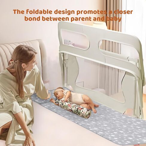Baby Bassinet Bedside Sleeper, Foldable Bed Rail for Toddlers, Co-Sleeping Baby Bed with Lifting Fence, Baby Sleeping Fence with Adjustable Height in Kuwait