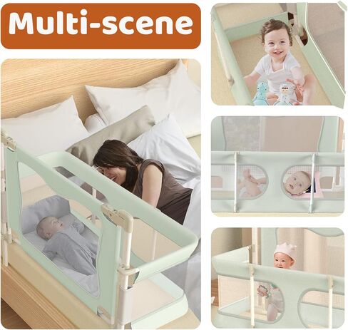 Baby Bassinet Bedside Sleeper, Foldable Bed Rail for Toddlers, Co-Sleeping Baby Bed with Lifting Fence, Baby Sleeping Fence with Adjustable Height in Kuwait