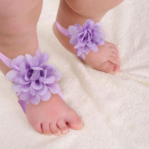 Eforcase 12 Pairs Baby Girl's Barefoot Sandals Flower Baby Barefoot Sandals Feet Accessories for Newborn Infants Toddlers Girls in Saudi Arabia
