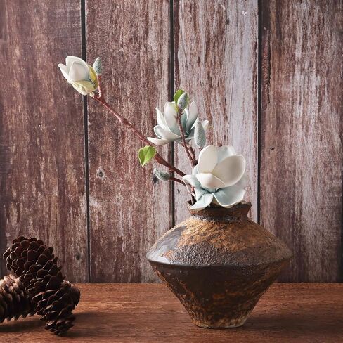 Small Stone Vase for Rustic Home Decor, Farmhouse Antique Pottery Vase Furniture&Table Flower Decorative, Round Terracotta Vase for Living Room Decor, Modern Rustic Concrete Clay Art Vases in Kuwait