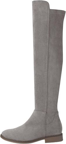 Shoe'N Tale Thigh High Over The Knee Boots for Women Flat Low Heel Fall Winter Stretch Suede Long Round Toe Boots in Kuwait