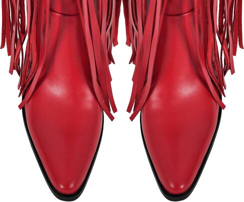 richealnini Fringe Thigh High Boots with Tassels Western Cowboy Boots Zip Up Wide Calf Sock Booties in Saudi Arabia