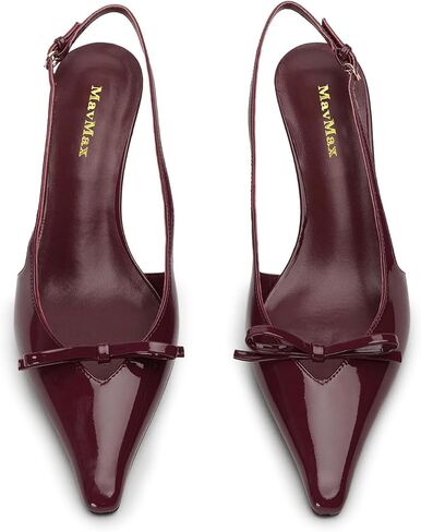 MAVMAX Slingback Heels for Women Bow Pointed Close Toe Stilettos High Kitten Heels Pumps Dress Party Heeled Sandals in Saudi Arabia