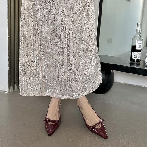 MAVMAX Slingback Heels for Women Bow Pointed Close Toe Stilettos High Kitten Heels Pumps Dress Party Heeled Sandals in Saudi Arabia