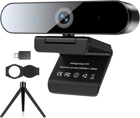 4K Webcam for PC, 4K Autofocus Web Camera with Dual Noise-Canceling Mics, Built-in Privacy Cover, Adjustable Tripod, Plug and Play, USB Webcam for Zoom/Teams/OBS/Meet/Streaming/Video Calling in Saudi Arabia