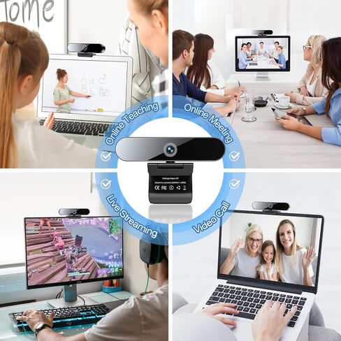 4K Webcam for PC, 4K Autofocus Web Camera with Dual Noise-Canceling Mics, Built-in Privacy Cover, Adjustable Tripod, Plug and Play, USB Webcam for Zoom/Teams/OBS/Meet/Streaming/Video Calling in Saudi Arabia