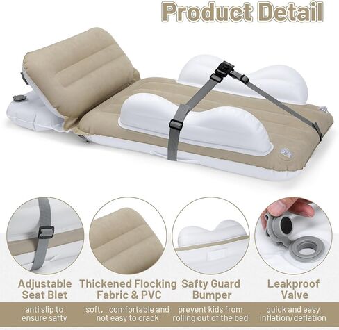 سرير طائرة للأطفال الصغار قابل للنفخ من KKUYT - سرير طائرة للأطفال الصغار مع جوانب، حزام أمان، مضخة، سرير سفر موسع لمقعد الطائرة للأطفال الصغار، مرتبة هوائية للأطفال الصغار، أساسيات السفر بقطار الطائرة in Kuwait