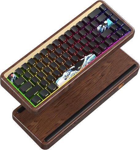لوحة مفاتيح الألعاب XVX M68 Retro مع خشب الجوز، ولوحة مفاتيح ميكانيكية ذات حشية بنسبة 60%، ومفاتيح POM مسبقة التشحيم، ولوحة مفاتيح ألعاب كريمية، ولوحة مفاتيح مخصصة قابلة للتبديل السريع، وإضاءة خلفية RGB، وملف تعريف الكرز in Kuwait