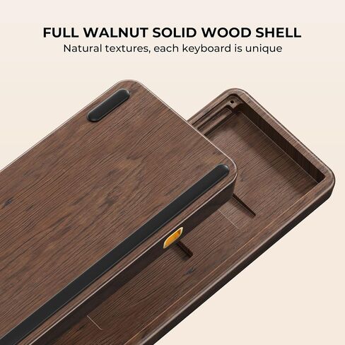 XVX M68 Retro Gaming Keyboard with Walnut Wood, 60% Percent Gasket Mechanical Keyboard, Pre-lubed POM Switches Creamy Gaming Keyboard, Hot Swappable Custom Keyboard, RGB Backlit, Cherry Profile in Saudi Arabia