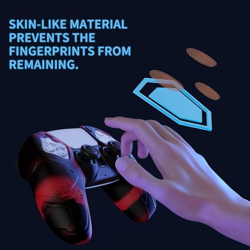 PlayVital Mecha Edition باللونين الأحمر والأسود، مقابض سيليكون ناعمة مريحة لوحدة التحكم لجهاز PS5، وأغطية حماية مطاطية مع أغطية عصا التحكم لجهاز PS5 - متوافقة مع محطة الشحن in Kuwait
