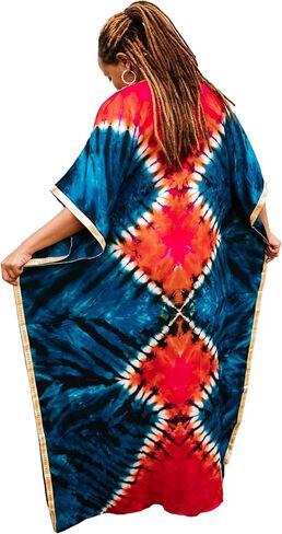 Tiedye embroidery Kaftan with scarf Maxi Onesize Freesize Plus size SwimBeach coverup Casual LoungeGown Maternity dress in Saudi Arabia