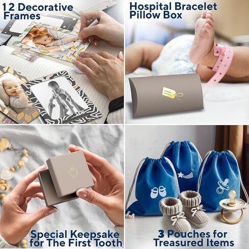 Ultimate Baby Keepsake Box for Boys & Girls - Unique New Parents Gifts for Couples - 10 Beautiful Keepsake Ideas Inside - Perfect for Expecting Parents, Baby Shower, Gift for Mom to Be - Beige in Saudi Arabia