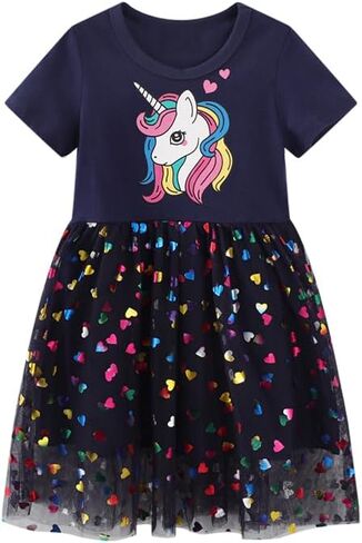 Toddler Girl Ice Cream Sequin Pattern Summer Dress Casual Style Clothes in Saudi Arabia