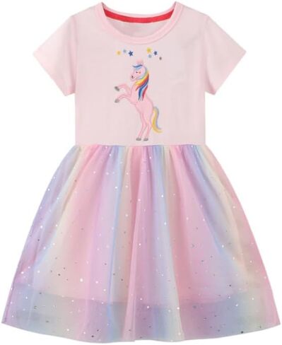 Toddler Girl Ice Cream Sequin Pattern Summer Dress Casual Style Clothes in Saudi Arabia