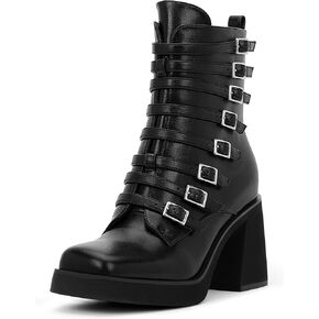 Women's Zipper Buckle Ankle Boots Plafrom Chunky Heel Short Booties