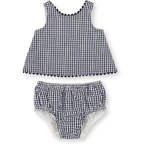 Hope & Henry Layette Baby Girl Woven Swing Top and Ruffle Bloomer 2-Piece Set