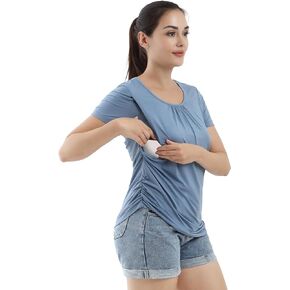 Womens Nursing Top for Breastfeeding-Viscose Made from Bamboo, Soft Maternity Shirts Double Layer Pregnancy Clothes