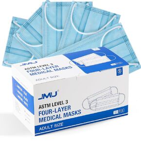 JMU 50 حزمة أقنعة الوجه متعددة الألوان للاستعمال مرة واحدة، 4 طبقات ASTM المستوى 3 أقنعة الوجه الطبية للبالغين