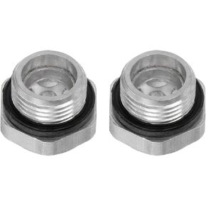HARFINGTON 2pcs Air Compressor Oil Sight Glass G1" Male Thread Liquid Level Gauge Aluminum Alloy Hex Head Oil Indicator Window with O-Ring for Air Compressor Gearbox Tanks, Silver