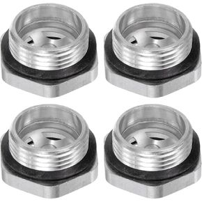 HARFINGTON 4pcs Air Compressor Oil Sight Glass G1" Male Thread Liquid Level Gauge Aluminum Hex Head Oil Indicator Window with O-Ring for Air Compressor Gearbox Tanks, Silver