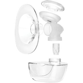 Zomee Fit Breast Shield Replacement Kit Includes; 25mm Flange, Breast Shield Body, Diaphragm, Duckbill Valve and 6 oz Removable, Portable Milk Bottle Storage Container (Pump Not Included)