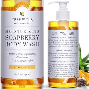 Tree to Tub Peppermint Body Wash for Sensitive Skin and Dry Skin - pH Balanced, Hydrating, Sulfate Free, Vegan Body Soap with Organic Aloe Vera