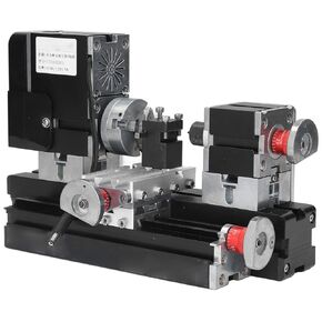 Micro Lathe Machine, High Power Micro Lathe Machine 12VDC 60W 12000RPM Metal Rotating Lathe with Drill Chuck Kit 100‑240V, Power Metal Lathes (US Plug)