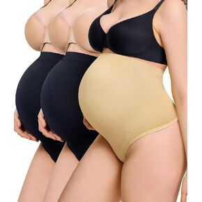 LANCS 3 Packs Maternity Thongs Underwear Maternity Shapewear Shorts Pregnancy Underwear Panties for Baby Show Dress