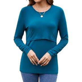 Sosolism Women's Nursing Top Long Sleeve Breastfeeding Shirts Soft Nursing Tee Shirt for Postpartum