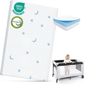 PanKers Pack and Play Mattress Pad 38"x26",Breathable Pack N Play Mattress for Toddlers, Portable Crib Mattress with Washable Cover