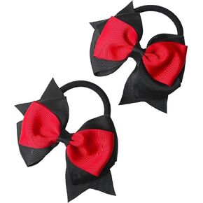 Baby Girls' Bow Hair Ties hair accessories Baby Hair Ties with Bows for Toddler Ponytail Holders Small Hair Ties.(FS18) (Red Black) in Kuwait