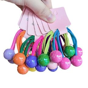 24 PCS Cute Hair Ties for Girls,Baby Hair Ties with Balls,Elastic Hair Ties for Baby Toddlers Little Girls,Random Color