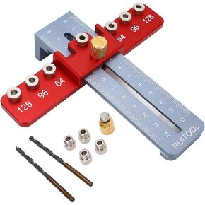 Cabinet Hardware Jig, Aluminium Alloy Cabinet Handle Install Template Tool Punch Locator Drill Guide, Accurate Fast Small Woodworking Drilling Guide Tool for Drawer Door Handle Knob