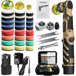 Cordless Mini Polisher,1/1.5/2Inch Micro Polisher,DA&RO Cordless Polisher with 11 Variable Speed 2500-6000 RPM,2 * 2.0Ah Rechargeable Batteries,Polisher for Car Detailing,Polishing,Cleaning