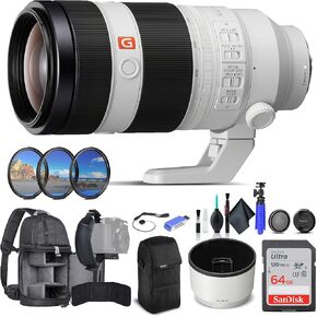 Sony FE 100-400mm f/4.5-5.6 GM OSS Lens SEL100400GM, Filter Kit, Backpack, 64GB Card, Card Reader, Flex Tripod, Memory Card Wallet, Cap Keeper, Cleaning Kit, Hand Strap, and More