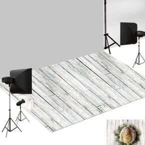 Kate Photography Mat Vintage Wood Rubber Mat for Photography White and Green Retro Photo Wood Floor Mat Photo Studio Props 5x4ft