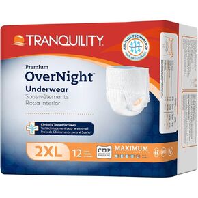 Tranquility Premium Overnight Disposable Absorbent Underwear - Maximum Absorbency, All-Night Sleep, Breathable Comfort - 34 oz Capacity, 3XL, 10 Count