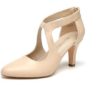 WuORWu Women's Closed Toe Pump Heels