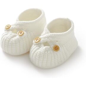 Baby Booties Newborn Babe First Walkers Non-Slip Stay On Boots Crib Shoes Sock Warm Knit Booties in Kuwait