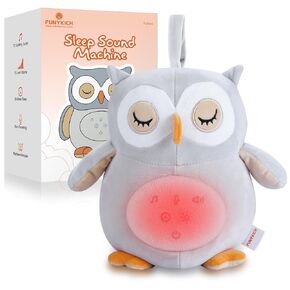 Owl Baby Sleep Soother with Night Light, Baby Sound Machine, 12 Sounds White Noise Machine Baby, Recording & Wireless Speaker, Auto-Off Timer, Removable Washable, Baby & Toddler Sleep Aid