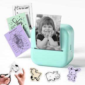 Mini Printer, Bluetooth Thermal Printer Compatible with Phone & Tablet, Print Pods Mini Printer, Inkless Sticker Printer for Note Taking, Journal, Memo, Mini Pocket Printer with High Portability