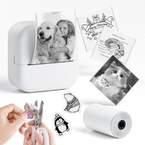 Mini Sticker Printer with Stickers, Inkless Sticker Printer Compatible with Phone & Tablet, Print Pods Mini Printer for School Notes, Scrapbook, Anatomical Diagram
